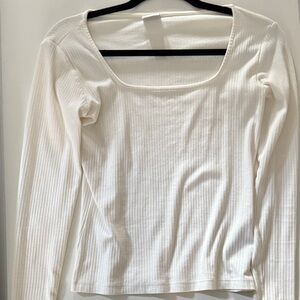 Jacqueline de Yong Rib Top White/Ivory  - Small